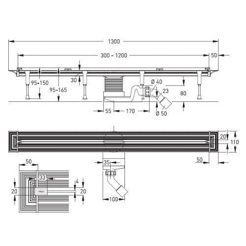 Комплект душового каналу - лоток Advantix Vario дизайн - глянсова вставка Visign SR2 704360