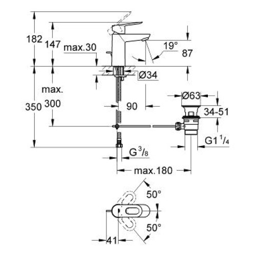Змішувач для раковини Grohe BauLoop, S-Size, 23335000