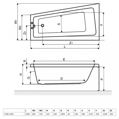 Ванна акрилова Excellent Ava Comfort 150 WAEX.AVP15WH Права