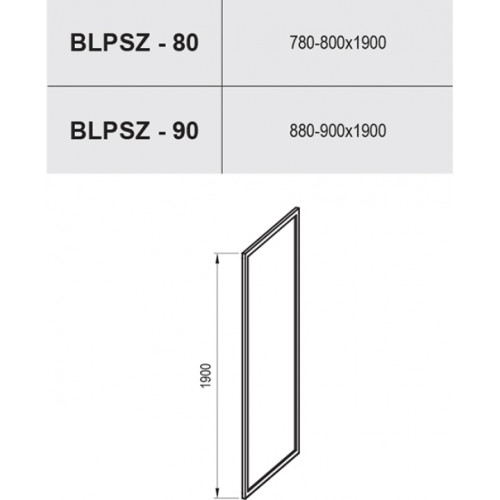 Стенка для душа BLIX BLPSZ-90 ПОЛИРОВАННЫЙ АЛЮМИНИЙ TRANSPARENT, X93H70C00Z1