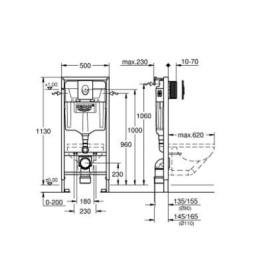 Інсталяційна система GROHE Rapid SL 38722001 c Білою клавішею Skate Air
