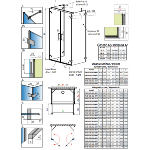 Душова кабіна без піддону RADAWAY Arta DWD+2S (90/70), 386051-03-01 L+R + 386109-03-01 + 386109-03-01