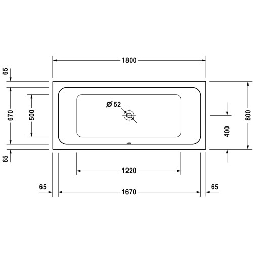 Ванна прямоугольная Duravit D-Code 180x80, без ножек, 700101000000000