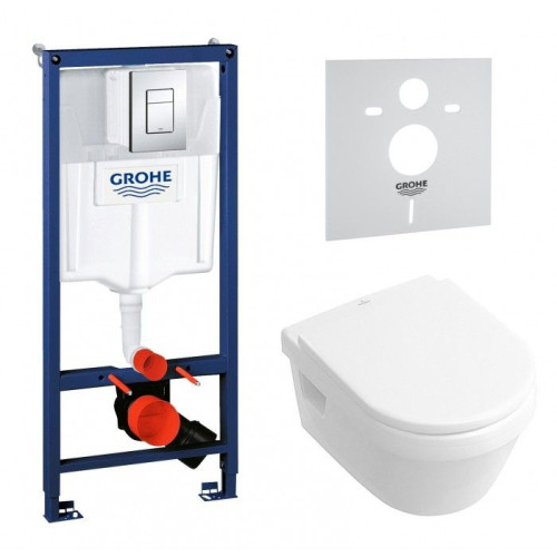 Комплект: Інсталяційна система Grohe Rapid SL + підвісний унітаз V&B Omnia architectura з кришкою, 387784H1