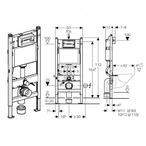 Інсталяція GEBERIT Duofix 458.126.00.1 + підвісний унітаз Roca the GAP з кришкою, A34H47C000+458.126.00.1+115.125.21.1