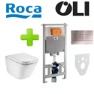 Комплект инсталляция OLI 80 Diamante Evo 600151 + унитаз подвесной Roca Gap Clean Rim A34H47C000 с сидением Soft Close, 600151+A34H47C000