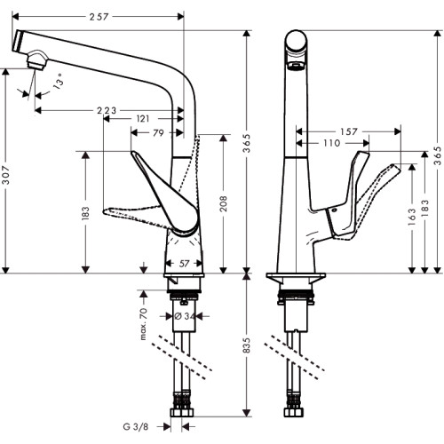 Смеситель для кухни Hansgrohe Metris Select 14883000