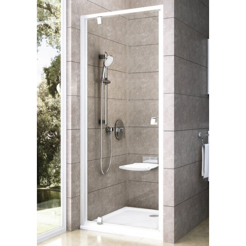 Душові двері Ravak PIVOT PDOP 1 - 80 Transparent, білий профіль, безпечне скло, 03G40100Z1