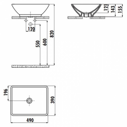 Раковина накладная CREAVIT TINA 49x39см TP140-00KI00E-0000