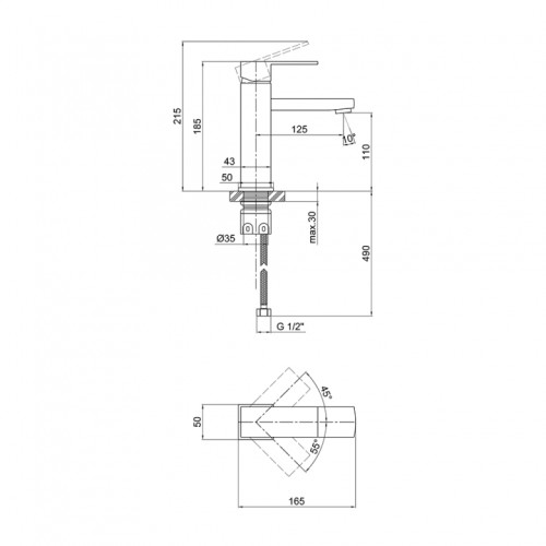 Смеситель для раковины Lidz Kubis 001F (k35) LDKUB001FNKS28534 Nickel