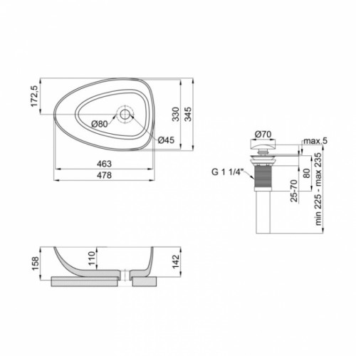 Раковина-чаша Qtap Leo 40x35x16 White з донним клапаном QT1111A053W