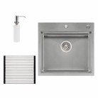 Набор 3 в 1 Qtap кухонная мойка DH5050 3.0/1.2 мм Satin + сушилка + дозатор для моющего средства (QTDH5050SET3012)