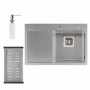 Набір 3 в 1 Qtap кухонна мийка DK6845R 3.0/1.2 мм Satin + сушарка + дозатор для миючого засобу