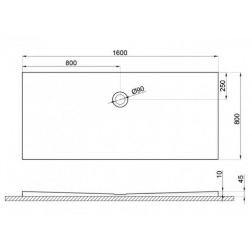Піддон прямокутний Polimat PACYFIK 160x80x4,5 00783