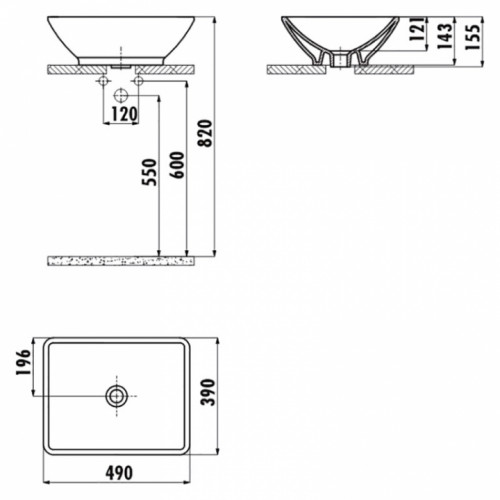 Раковина накладная CREAVIT TINA 49x39см TP140-00SI00E-0000