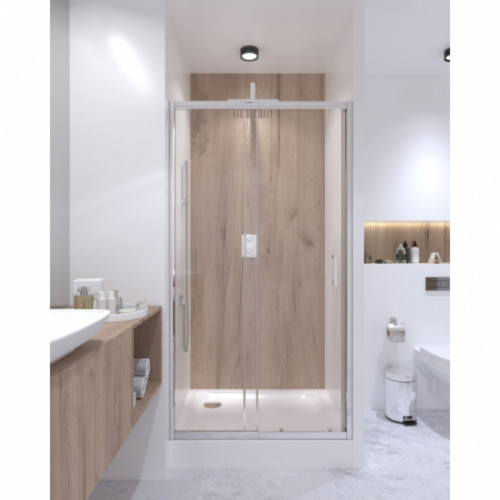 Душевая дверь в нишу Qtap Taurus CRM201-11.C6 97-108x185 см, стекло Clear 6 мм, покрытие CalcLess TAUCRM20111C6