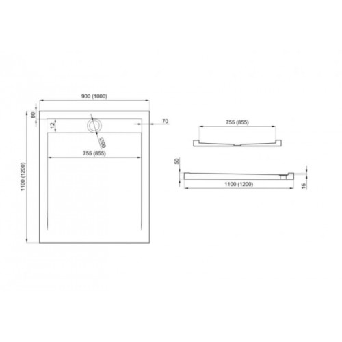 Піддон прямокутний Polimat WEST New 120x100x5 00328