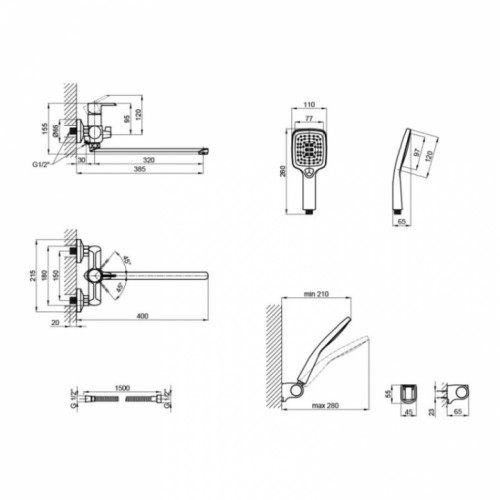Змішувач для ванни Qtap Grand WCR 005, QTGRAWCR005