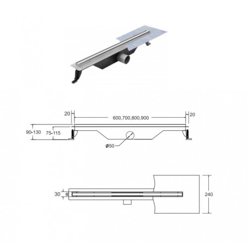 Линейный душевой трап BESCO Virgo Slim 70