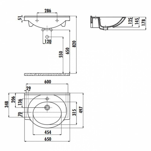 Раковина CREAVIT ETOL 65x49.7см ET065