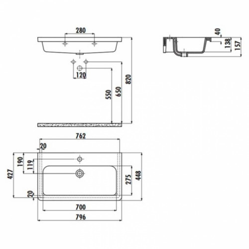 Раковина мебельная CREAVIT IPEK 79.6x44.8см IP080-00CB00E-0000