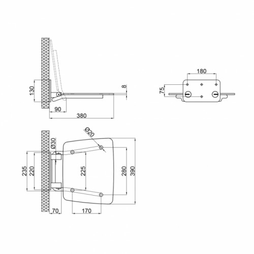 Сиденье для душа Qtap Comfort WHI5035 COMFWHI5034
