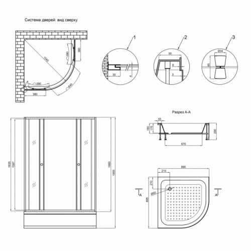 Душевая кабина Lidz Wieza SC90x90.SAT.MID.L, стекло Linie 4 мм LWISC9090SATMIDL