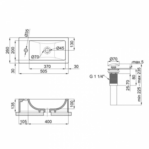 Раковина-чаша Qtap Crow 50x25,5x13 White з донним клапаном QT0511A010W