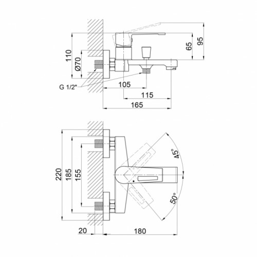 Смеситель для ванны Qtap Tern 3061102C (QTTER3061102C)