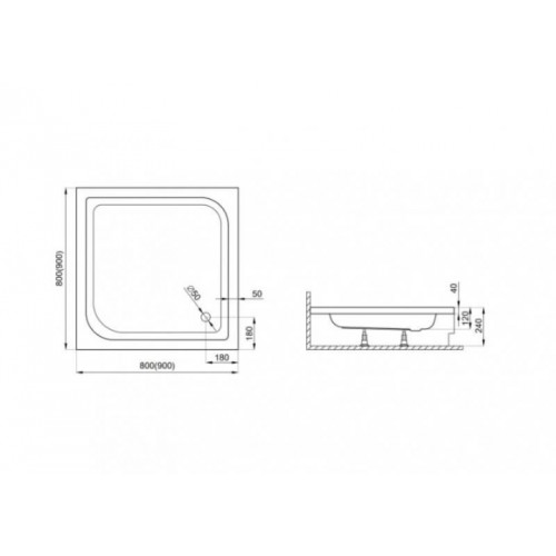 Поддон квадратный Polimat TAKO 90x90x12 00319