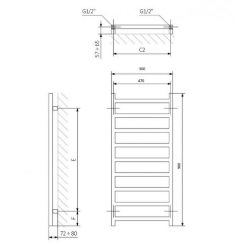 Рушникосушка Terma 960x500 Simple WGSIM096050KRGRSX