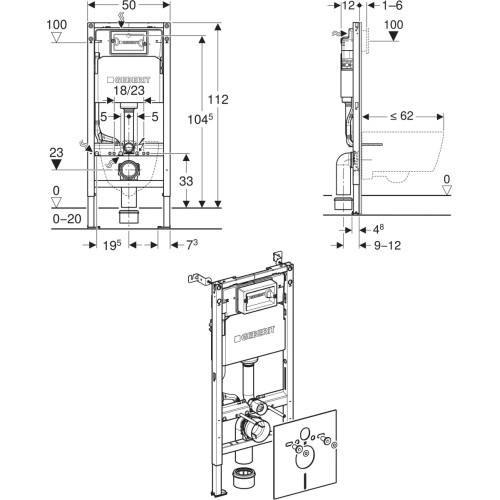 Инсталляционная система Geberit Duofix Delta 112 см, для подвесного унитаза, 458.126.00.2