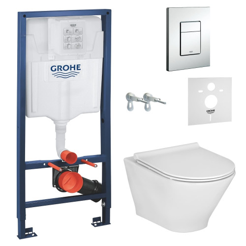 Комплект инсталляции: унитаз ROCA GAP ROUND с сиденьем Slim slow closing + Grohe Rapid SL инсталяционная система 3в1, A34H0N8000+38772001+37131000