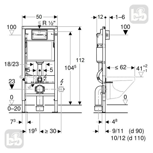 Комплект: Инсталляционная система GEBERIT Duofix 458.103.00.1 + Подвесной Унитаз Imprese ROZKOS TWIST с сидением, c06310103+458.103.00.1