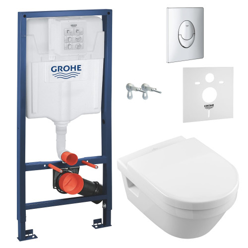 Комплект инсталляции: Унитаз подвесной Villeroy Boch ARCHITECTURA Directflush с сиденьем Slow closing + GROHE инсталляция, 5684HR01+38721001+37131000