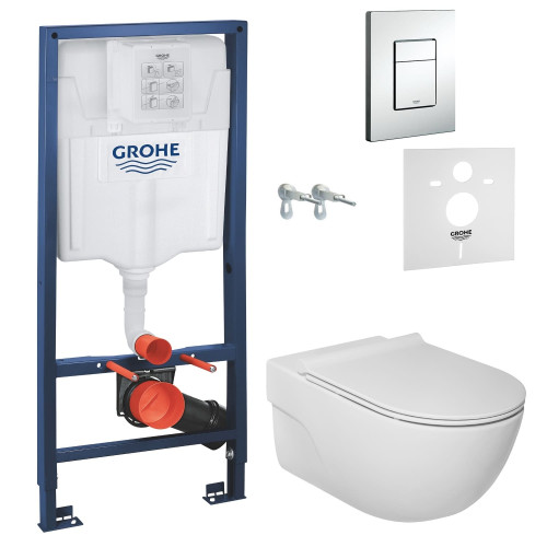 Комплект інсталяція Grohe Rapid SL 38721001+унітаз підвісний Roca Meridian A34H240000 з сидінням Soft Close, A34H240000+38772001+37131000