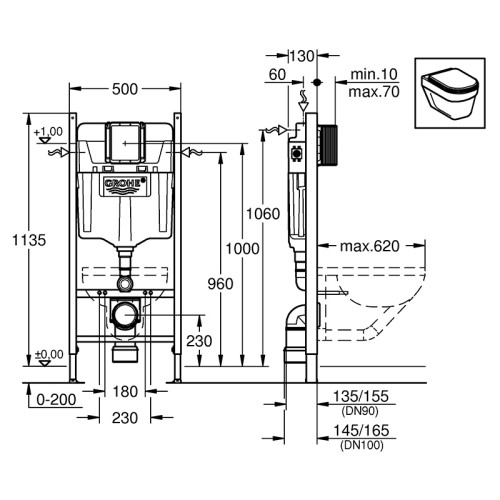 Инсталляция GROHE RAPID 3в1, UA388400KF0