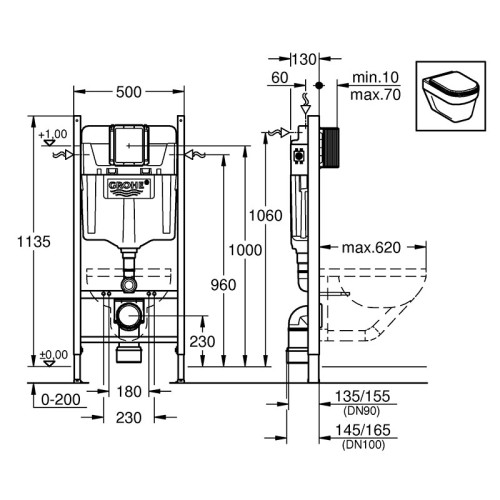 Инсталляция GROHE RAPID SL 2в1, UA388400WG