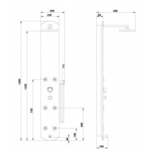 Душевая панель Sanwerk NUI MAX SQUARE THERMO SW0003069