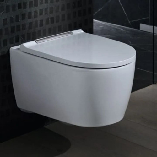 Унитаз подвесной Geberit ONE Rimfree 500.202.01.1 с сиденьем soft close панель хром KeraTect
