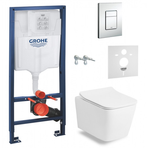 Комплект: Инсталляционная система GROHE Rapid SL 38772001 + Imprese Kubik Rimless безободковый, c06810203+38772001