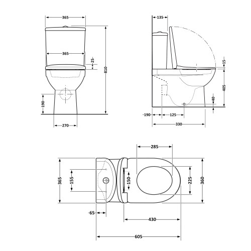 Унітаз компакт Qtap Dove Rimless безободковий з сидінням Slim soft-close QT06228380BW