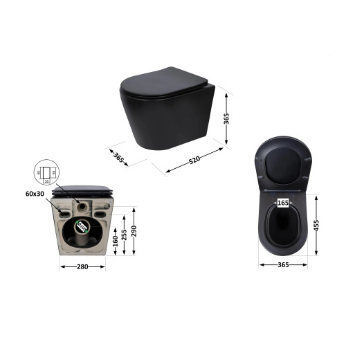Унитаз подвесной Qtap SCORPIO Ultra безободковый с сиденьем soft-close черный матовый QT14332380AMB