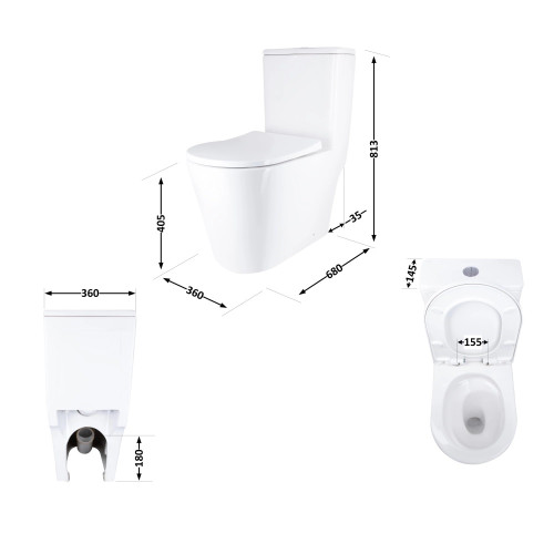 Унитаз моноблок Qtap SWAN Ultra Quiet безободковый с сиденьем soft-close QT16226080AW