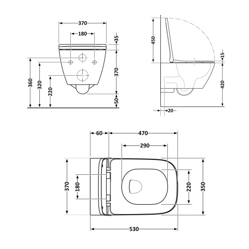 Унітаз підвісний Qtap Gemini Ultra Quiet безободковий з сидінням soft-close QT2533076EUQW