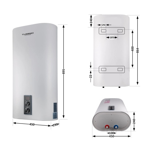 Водонагрівач Thermo Alliance 50 л. Плоский, Сухий ТЕН 1х(0,8+1,2) кВт, DT50V20G(PD)-D/2