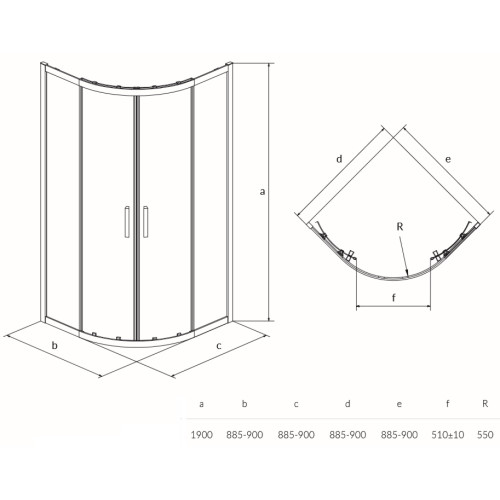 Душова кабіна Cersanit Basic 90x90x185 см без піддону S158-005