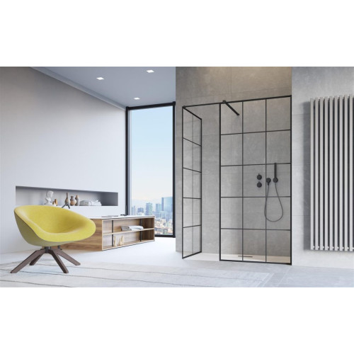Перегородка для душа RADAWAY Walk-in Modo New Black Factory, прозрачная, безопасное стекло, 389054-54-55