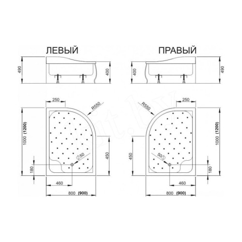 Душевой поддон RADAWAY Korfu E 100x80 см Правый 4E81400-03R