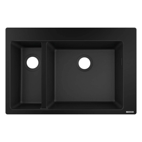 Кухонная мойка Hansgrohe S510-F635 77х51 на две чаши 18/45 Graphiteblack Silicatec, 43315170